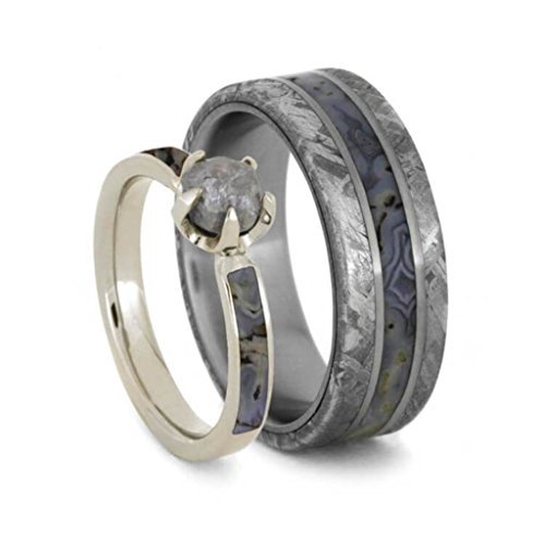 Meteorite dinosaur bone hot sale engagement ring