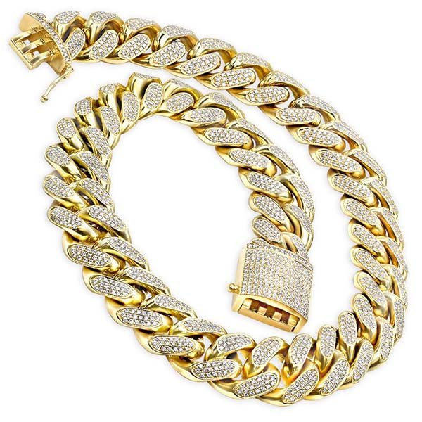 14k gold cuban link chain with diamonds