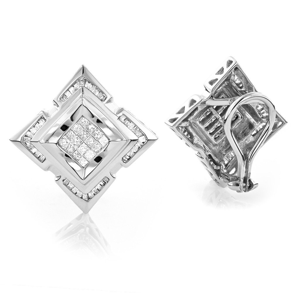 MEN'S DIAMOND EARRINGS 1/4 CT ROUND DIAMOND 10K WHITE GOLD - MR GOLDMAN