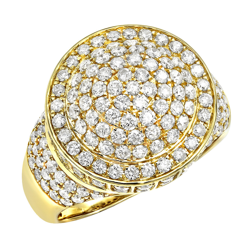 14K GOLD PINKY RING LUXURMAN 3.5 CT ICED OUT PAVED - Ice Storm Gems