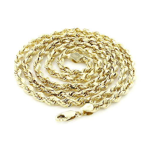 Solid 14k Yellow Gold Rope Chain 