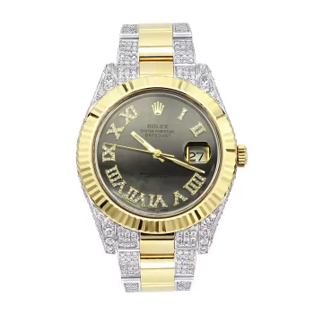 iced out rolex 18k gold