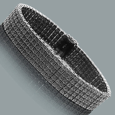 Black Diamond Bracelet 1.20ct Sterling Silver 5 Rows 44 Grams - Ice Storm  Gems