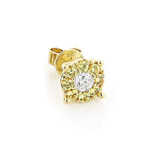 Mens Diamond Earring Yellow 1/2CT 18K Gold Single - Ice Storm Gems