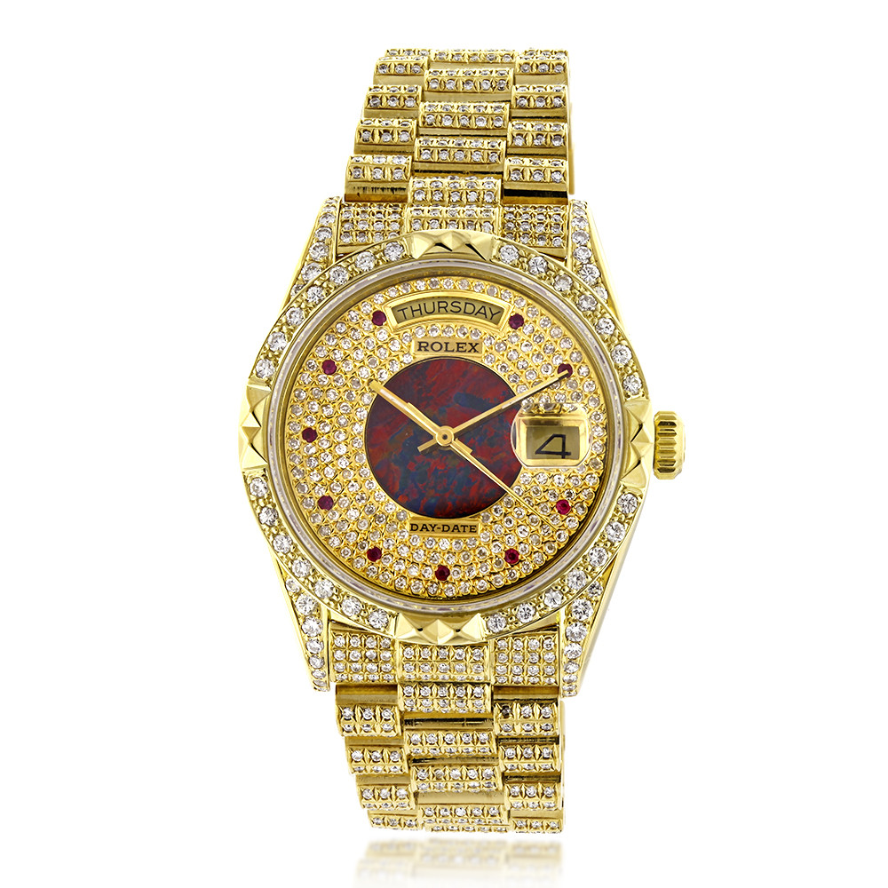Iced Out Diamond Rolex Oyster Perpetual 14ct 18k Yellow ...