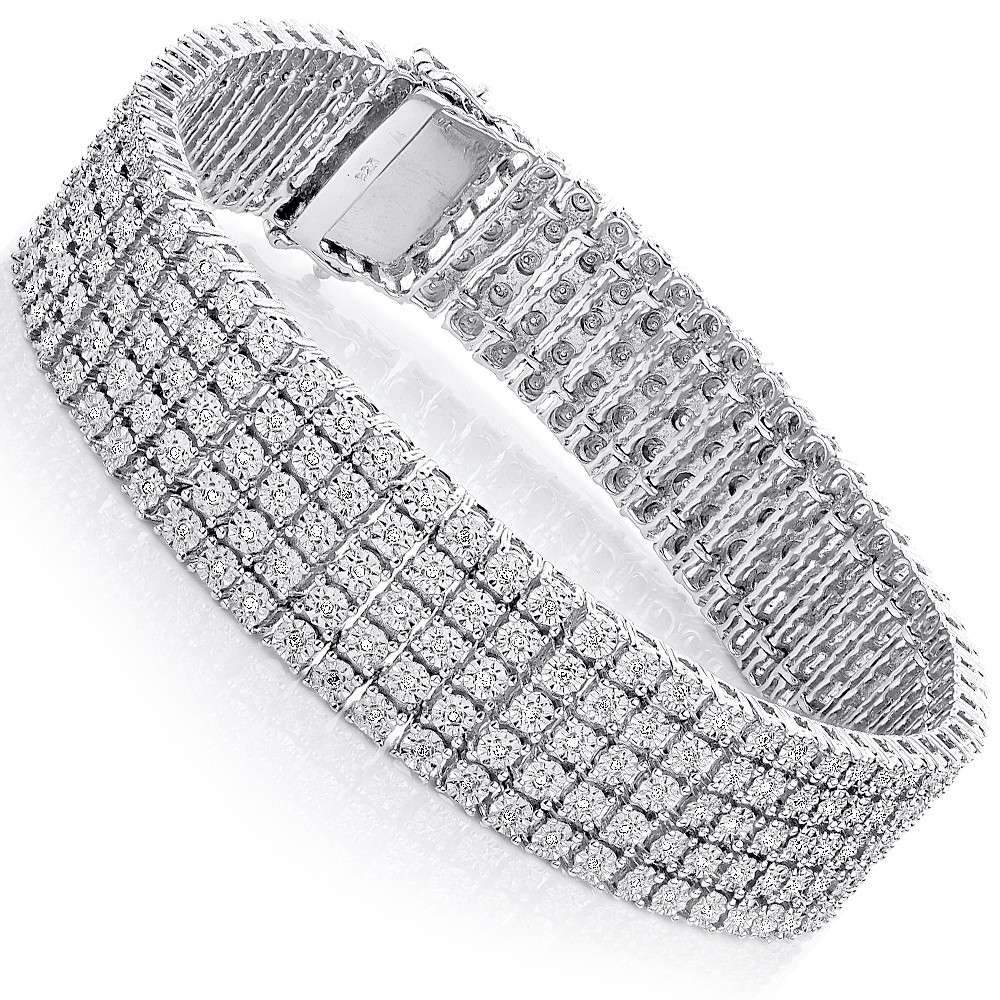 Handmade 925 Sterling Silver 4mm Square Diamond Bracelets For Women Men  Luxury Engagement Wedding gemstone Jewelry Five styles