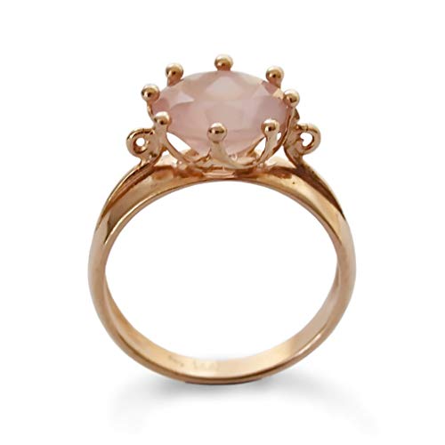 14K gold and Rose Quartz Engagement ring - Ice Storm Gems