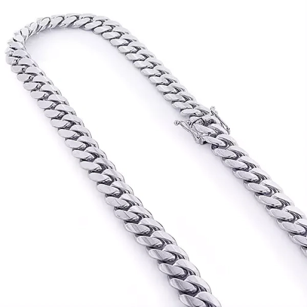 white gold cuban link chain 14k