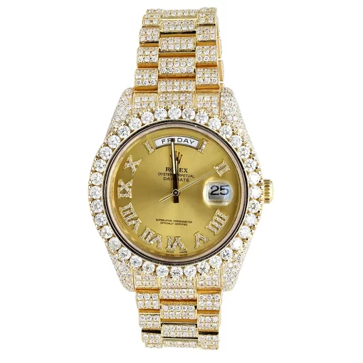 Bust Down Rolex Watch 18K Gold Presidential 40mm Ice Storm Gems